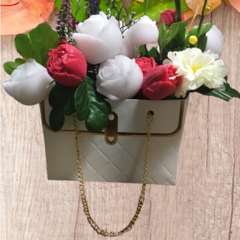 Chic White and Gold Clutch with Structured Design